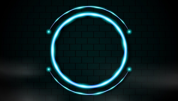 Vector circle frame with blue neon light