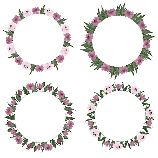 Circle frame with pink floral border