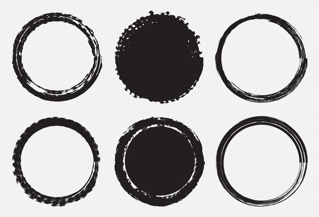 Vector circle frames in grunge style