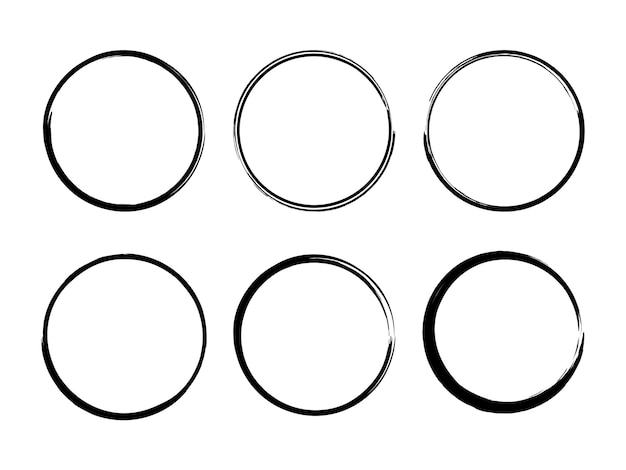 Vector circle frames hand drawn round doodle ring stock vector stamp emblem illustration