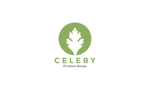 Circle fresh green celery leaf logo design vector icon symbol illustration