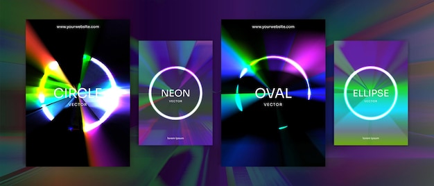 Vettore cerchio futuristico anni '80 copertina design retrò fornitura vibrante neon astratto collezione cyberpunk sfondo vettoriale