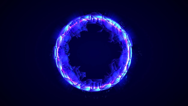 Vector circle glowing neon frame with blue light for your text, vector illustration