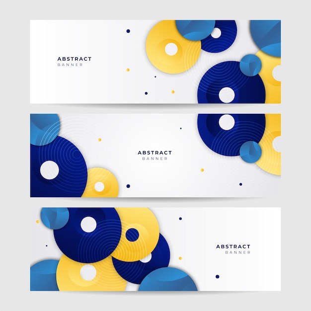 Circle gradient blue yellow colorful Abstract design banner