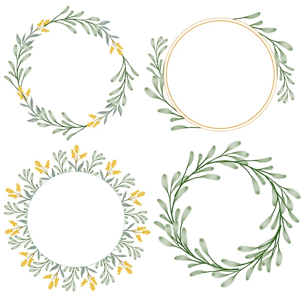 Circle green floral frame collections