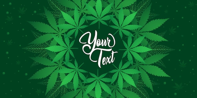 Circle green marijuana leaf banner template vector abstract background