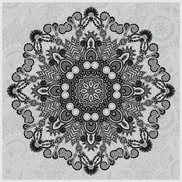 Vector circle grey lace ornament round ornamental geometric doily patt