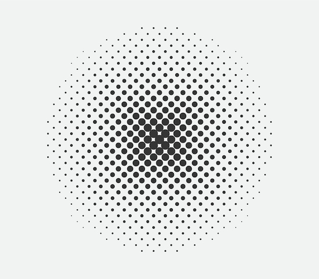 Vettore elemento di design mezzitoni cerchio. motivo nero maculato a punti. blob vettoriale in stile fumetto