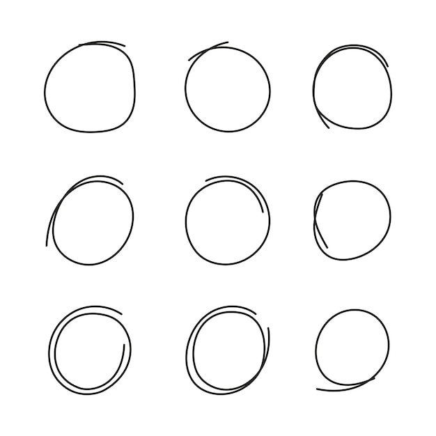 Vector circle hand drawn set doodles