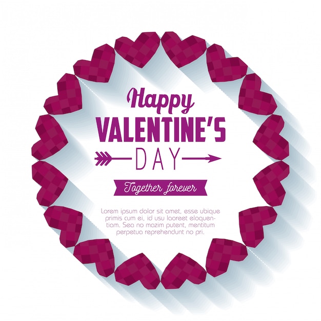 Vector circle hearts frame to valentine day