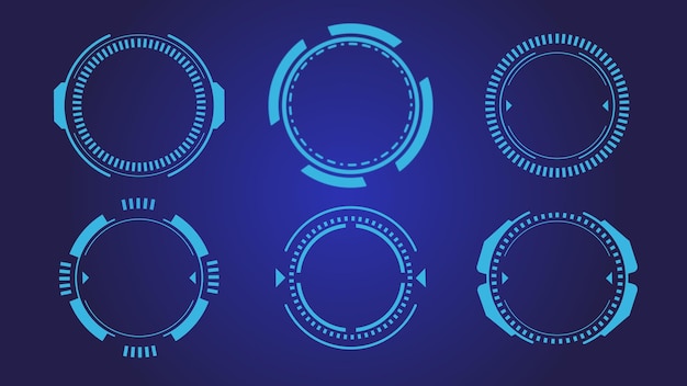 Circle hud flat elements set