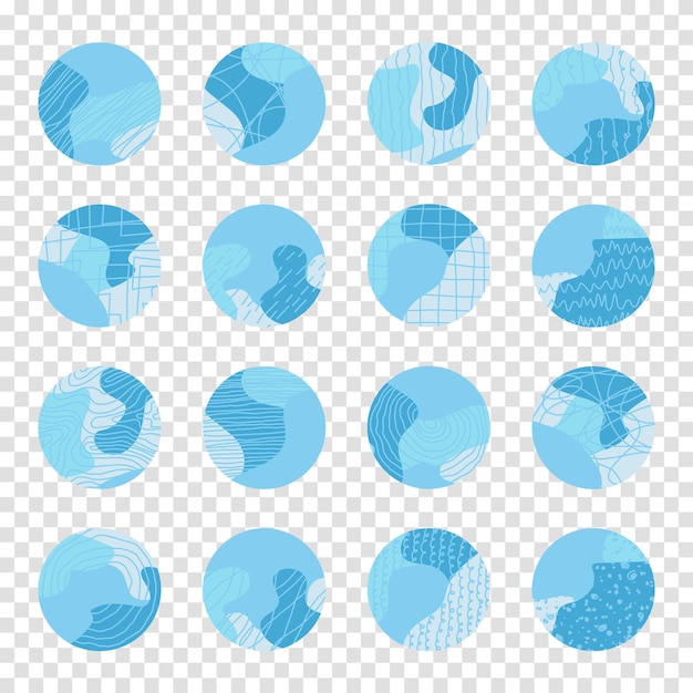 Коллекция иконок круга Doodle круглые текстурированные формы знаки набор символов Выделите элементы покрытия для фирменного стиля Векторная иллюстрация