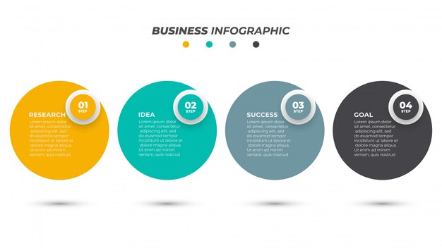 숫자 옵션 원 Infographic 템플릿 디자인 레이블입니다. 4 단계 사업 개념