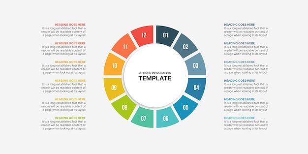 Circle Infographic, Template Design With 12 Steps or Options, Workflow or Process Diagram