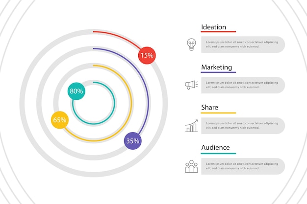 Vettore modello di infografica circolare per la presentazione