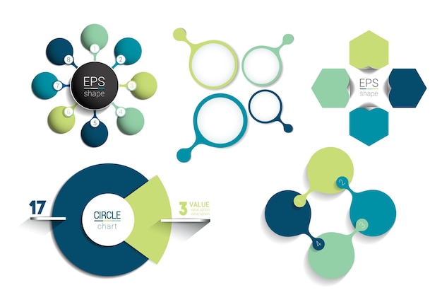 Vector circle infographic template round net diagram graph presentation chart connected concept with 8 bubbles options steps parts text fields processes