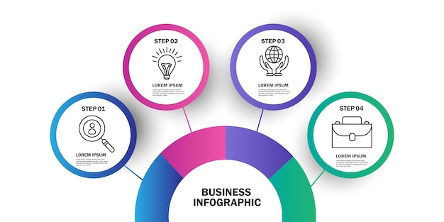 Circle infographic template with 4 options