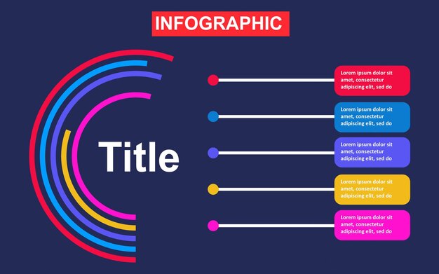 Circle infographic with five options stroke design