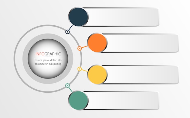 La progettazione di infographics del cerchio, può essere usata per lo schema. concetto di business con 4 opzioni