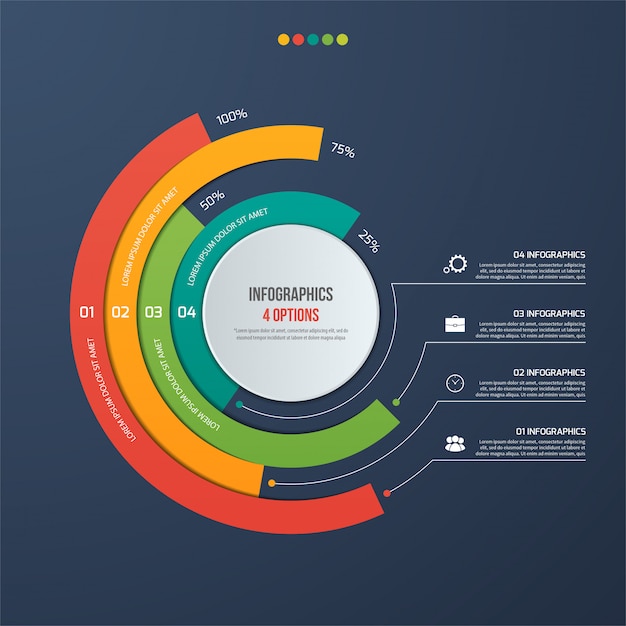 Cerchio infografica informativa con 4 opzioni