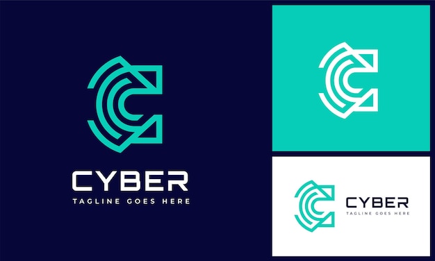 テクノロジー接続ロゴのデザインのための円のイニシャル文字C円の回路線