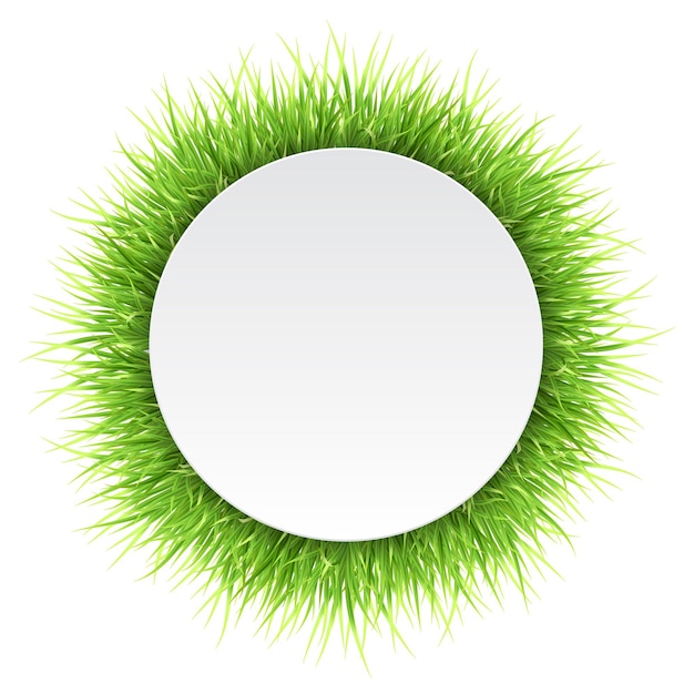 Vector circle label with green grass