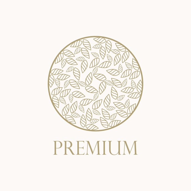 Circle leaf art Abstract vector logo, gold logo, flat logo design, vector premium logo