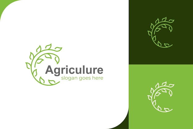 Cerchio foglia linea crescente logo icona design per l'agricoltura fattoria rinnovabile logo modello vettore foglia crescita semplice design illustrazione