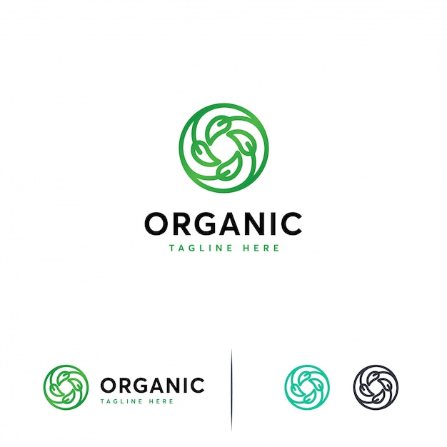 Circle leaf logo template