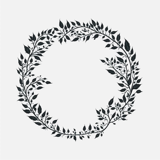 A circle of leaves with a white background.