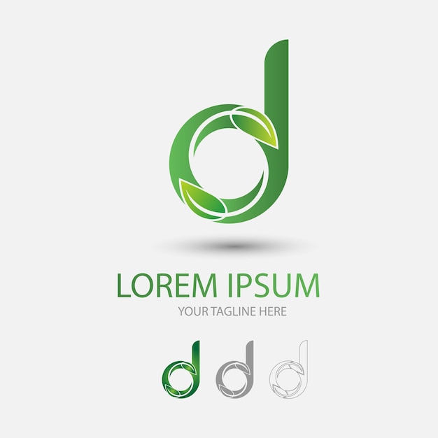 Circle letter d green logo collection