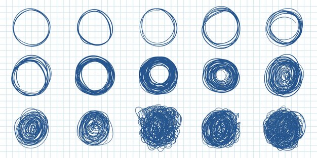 サークル ライン スケッチ アイコンを手描きスタイル分離背景に円形の落書き落書きベクトル図鉛筆またはペンのバブル サイン ビジネス コンセプト