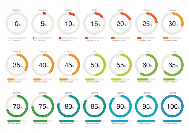 Vector circle loading and progress bars collection set