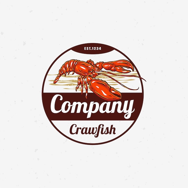 Circle lobster crawfish logo premium vector