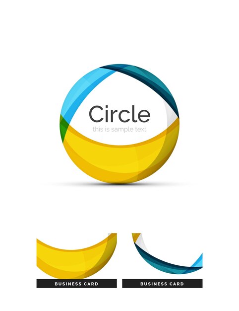 Логотип круга Прозрачные перекрывающиеся вихревые формы Современная иконка чистого бизнеса