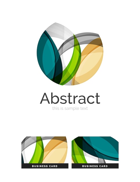 Логотип круга Прозрачные перекрывающиеся вихревые формы Современная иконка чистого бизнеса