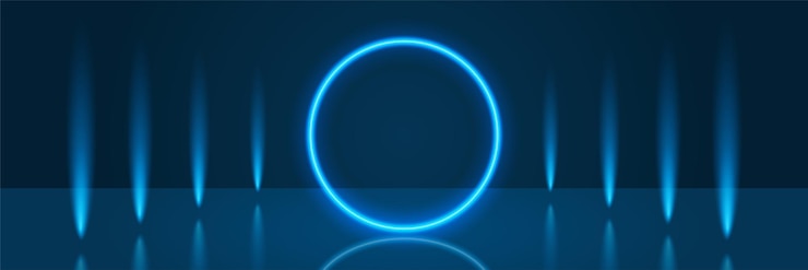 Vector circle low light technology blue abstract geometric wide banner design background