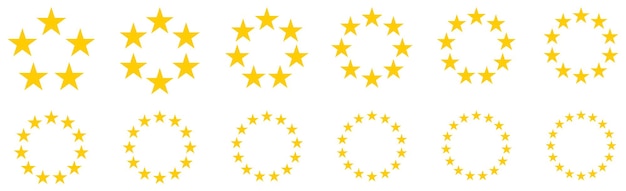 Circle made out of five pointed stars, version with five to sixteen objects, can be used as infographics element