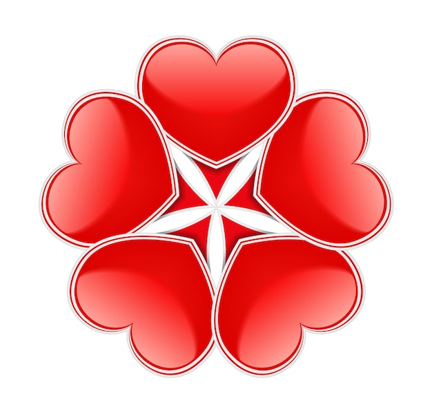 Vector circle made of red hearts