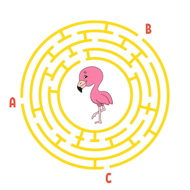 Circle maze Game for kids Puzzle for children Round labyrinth conundrum Color vector illustration Find the right path