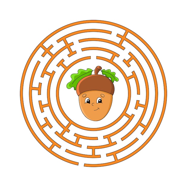 Circle maze Game for kids Puzzle for children Round labyrinth conundrum Color vector illustration