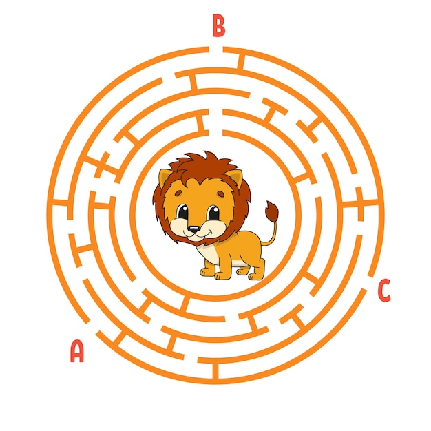 Circle maze game for kids puzzle for children round labyrinth conundrum find the right path education worksheet