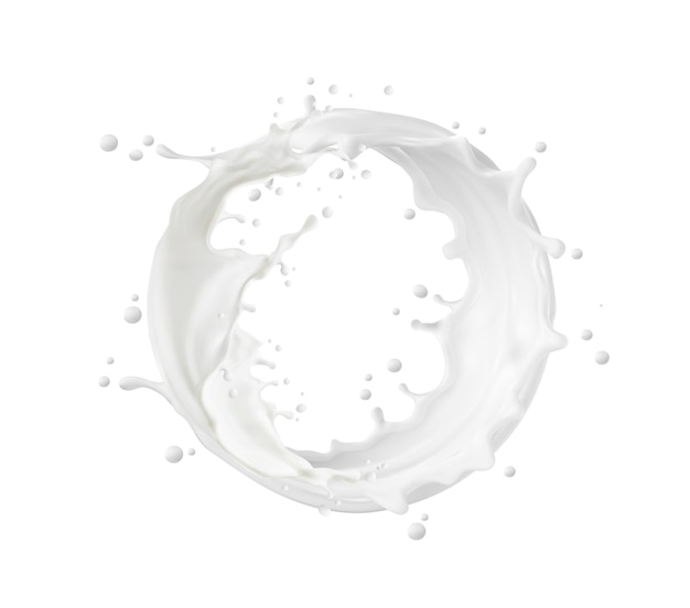 Circle milk yougurt of cream wave flow splash