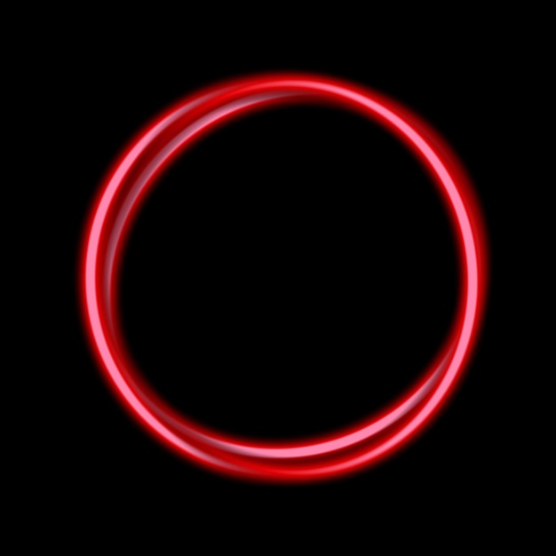 Circle Neon Red Lights Line Frame Isolated On Black Background. Vector Illustration