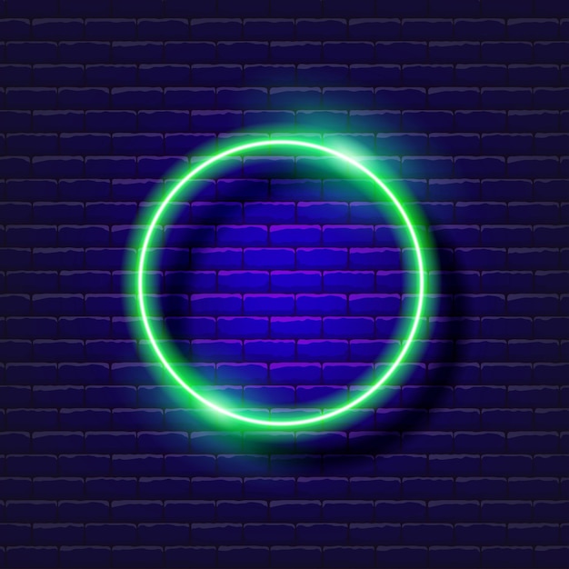 Circle neon sign glowing geometric figure for design