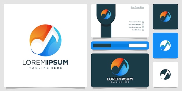 circle note gradient logo design and business card