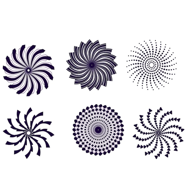Circle ontwerp elementen Set van spiraal elementen Spiraal icoon set Swirl helix gyre curl loop symbo