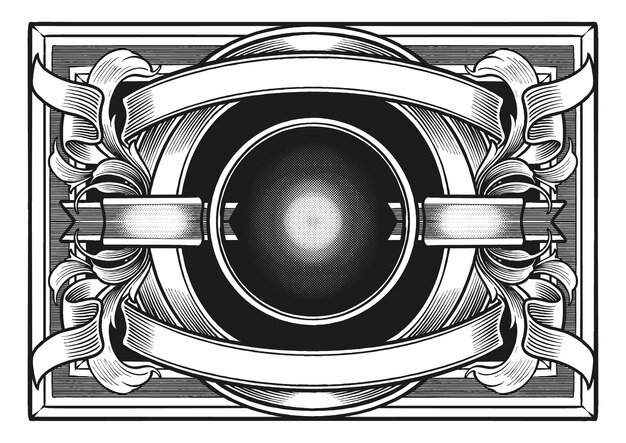 Vector circle ornament engraving style line art vector