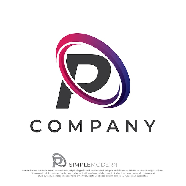 Иллюстрация логотипа Circle P абстрактный круг вихревой элементы дизайна логотипа Бумага оригами плоский стиль