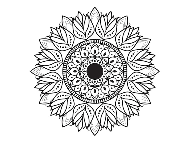 Motivo circolare a forma di mandala per tatuaggi henna mehndi ornamenti decorativi in pagine di libri da colorare in stile etnico orientale